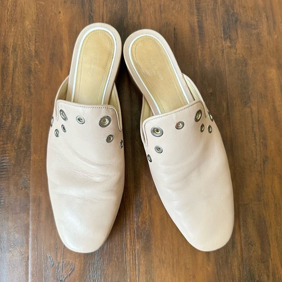 RAG & BONE Luis Lambskin Leather Mules with Grommets in Nude Pink - Picture 4 of 13